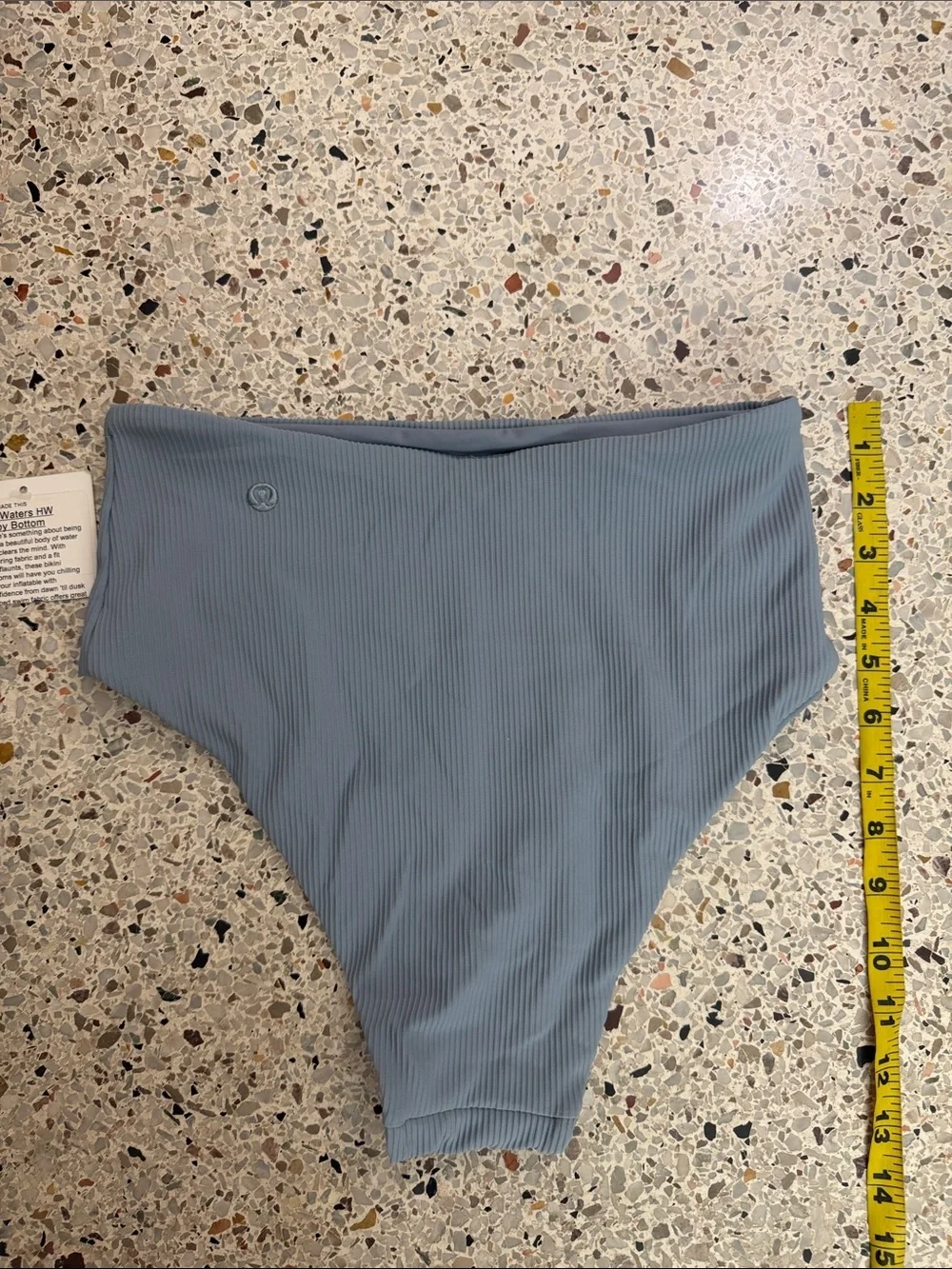 NWT Lululemon Clear Waters high waist bikini bottom ribbed blue chambray 6